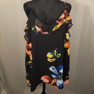 Mossimo Black Floral Sleeveless Camisole Top - XXL